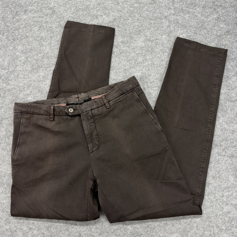 Marco Pescarolo Slim 80 Pants Mens 32x31 Brown Stretch Chino Cotton Cashmere
